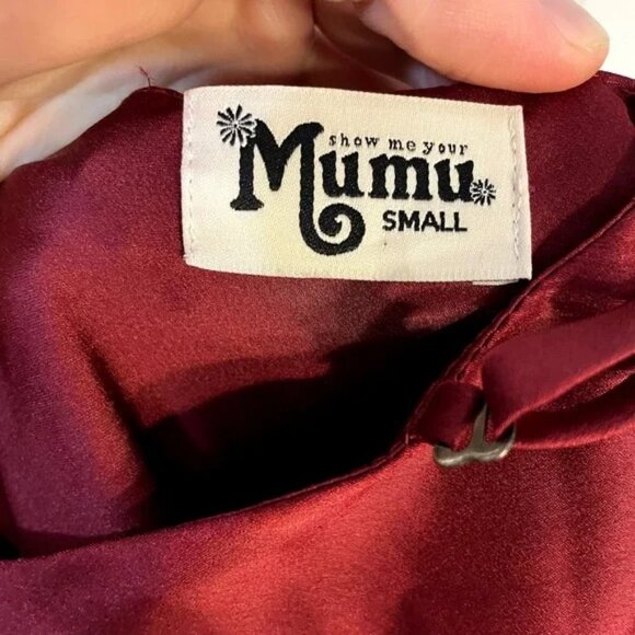 Show Me Your Mumu Verona Cowl Neck Dress in Dark Red Size Small - Picture 16 of 16